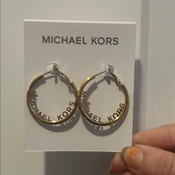 Michael Kors Gold Logo Hoop Earrings - Picture 1 of 5